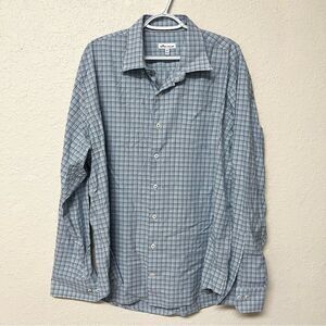 Peter Millar Long Sleeve Button Down Blue Plaid Men’s Size XL Cotton Spandex